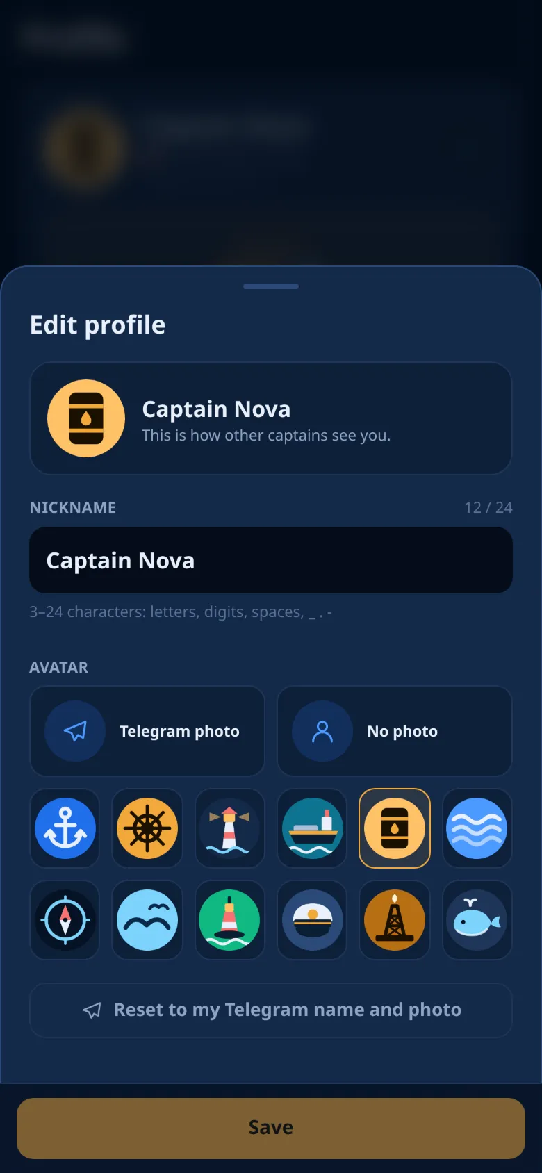 The profile editor