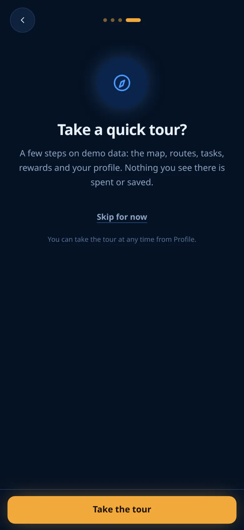 The tour offer on the last step