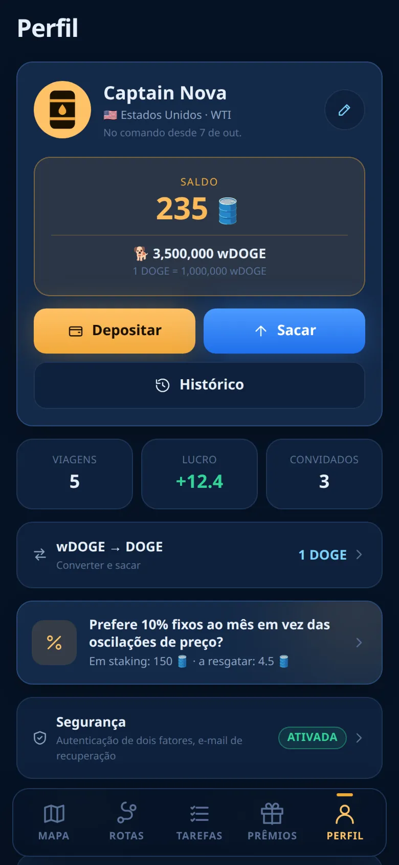 A aba Perfil