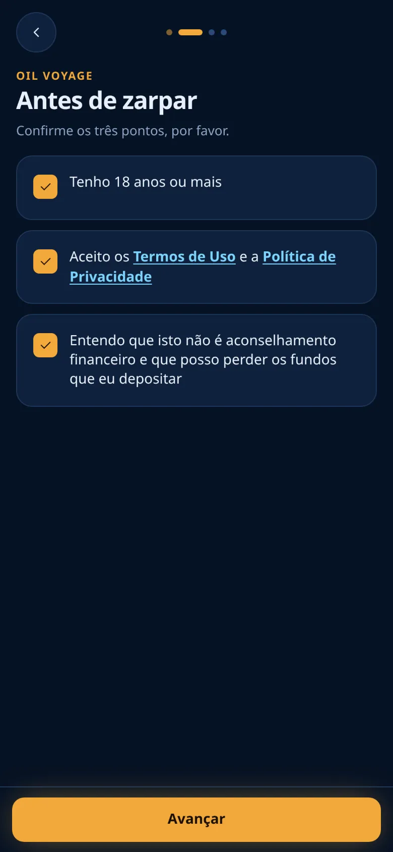 As três confirmações, todas marcadas
