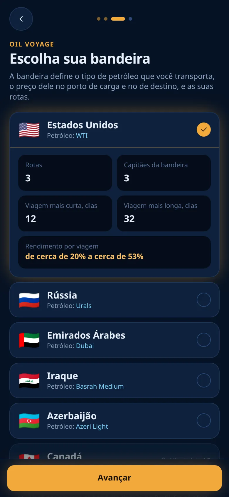 Uma bandeira escolhida, com o cartão dela